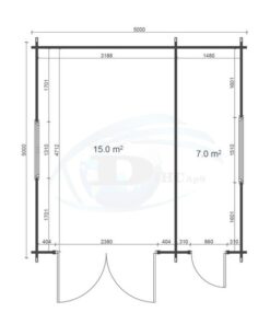 Garage med redskabsrum 5m x 5m, 44mm-floor plan