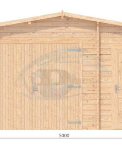 Garage med redskabsrum 5m x 5m, 44mm-front