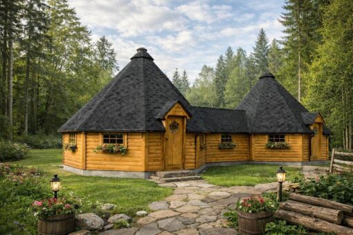 Dobbelt Grillhytte 25,0 m² med 4,6 m² forbindelsesgang
