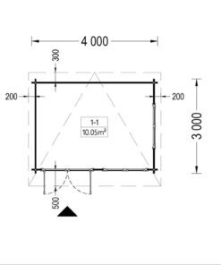 Bjælkehytte Lille fladt tag 12 m², 34mm