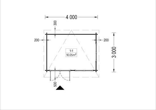 Bjælkehytte Lille fladt tag 12 m², 34mm