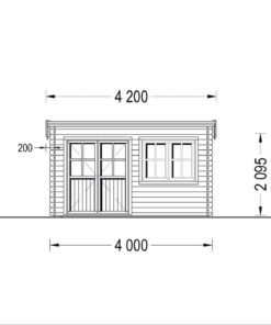 Bjælkehytte Lille fladt tag 12 m², 34mm