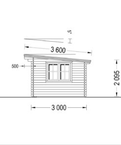 Bjælkehytte Lille fladt tag 12 m², 34mm