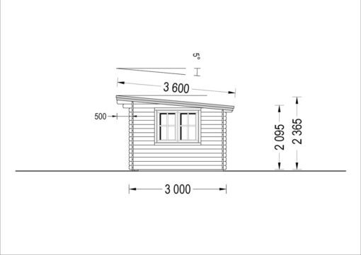 Bjælkehytte Lille fladt tag 12 m², 34mm