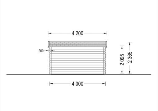 Bjælkehytte Lille fladt tag 12 m², 34mm