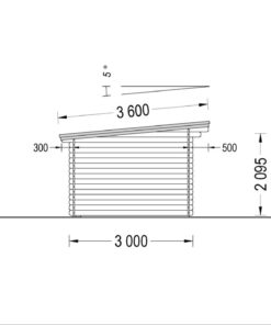 Bjælkehytte Lille fladt tag 12 m², 34mm