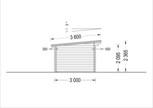 Bjælkehytte Lille fladt tag 12 m², 34mm