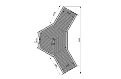 Camping hytte 9.2 m² med 2 udvidelser - Plan