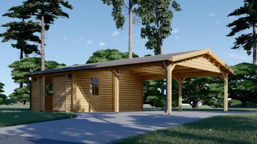 Garage med dobbelt carport 53m², 44mm
