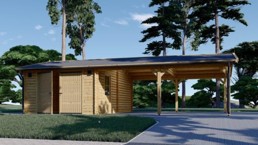 Garage med Dobbelt Carport 57 m²