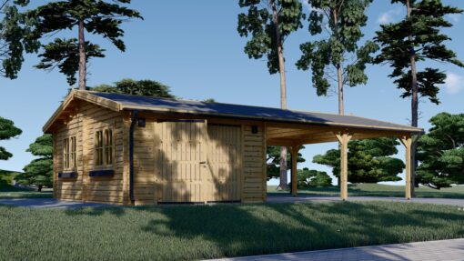 Garage med Dobbelt Carport 57 m²