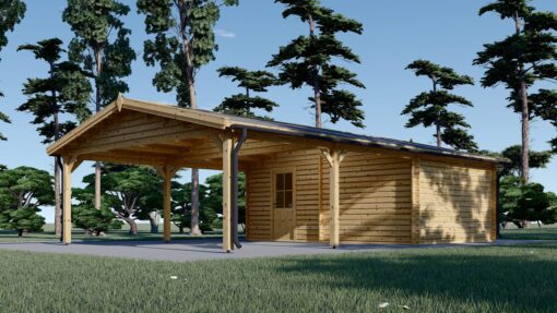 Garage med Dobbelt Carport 57 m²