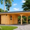 Garage med Dobbelt Carport 57 m² (9.5 m x 5.95 m), 44mm