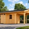 Garage med Dobbelt Carport 57 m² (9.5 m x 5.95 m), 44mm