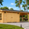 Garage med Dobbelt Carport 57 m² (9.5 m x 5.95 m), 44mm