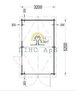 Træ garage 16,6m² (3,20 x 5,20), 44mm