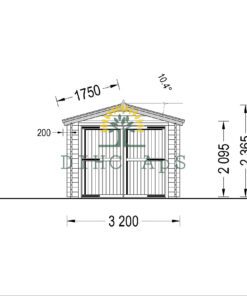 Træ garage 16,6m² (3,20 x 5,20), 44mm