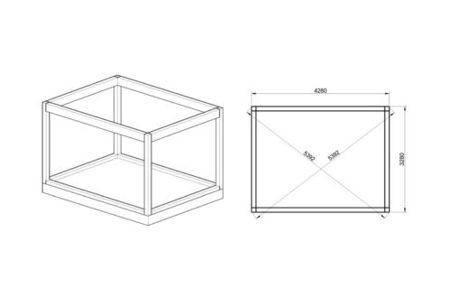 Isoleret cube - Havekontor (3 m x 4 m) - Fundament