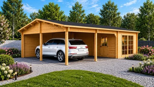Tivoli – Dobbelt Carport med Studio (5.95 × 9.5 m, 44 mm)