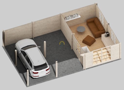 Dobbelt carport med skur 44,6 m²- Tivoli