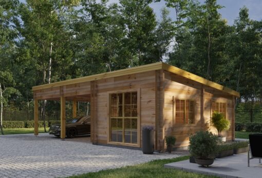 Dobbelt carport med studio 5.95x9.5 m – Tivoli 44 mm