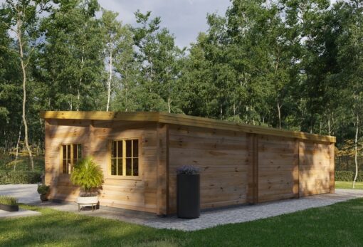 Dobbelt carport med studio 5.95x9.5 m – Tivoli 44 mm