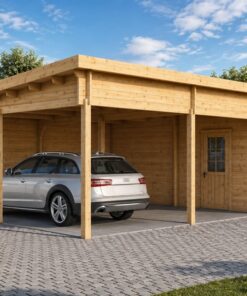 Tivoli – Dobbelt carport med studie (5.95 × 9.5 m, 44 mm)