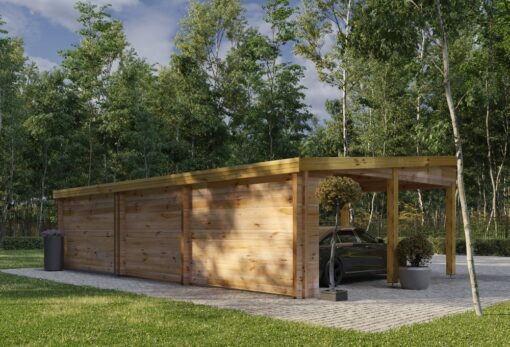 Dobbelt carport med studio 5.95x9.5 m – Tivoli 44 mm