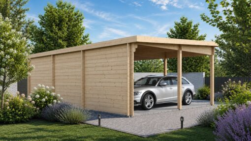 Tivoli – Dobbelt carport med studie (5.95 × 9.5 m, 44 mm)