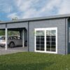 Dobbelt carport fladt tag-Tivoli med skur (5,95 m x 7.5m), 44mm