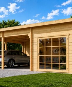 Tivoli – Dobbelt carport med studie (5.95 × 9.5 m, 44 mm)