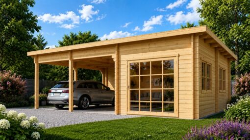 Tivoli – Dobbelt carport med studie (5.95 × 9.5 m, 44 mm)