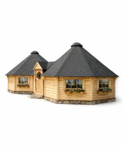 Dobbelt Finsk Grillhytte med Gang (2 × 16,5 m² + 5,78 m²) – 38,8 m²