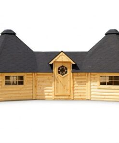 Dobbelt Finsk Grillhytte med Gang (2 × 16,5 m² + 5,78 m²) – 38,8 m²