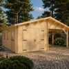 Garage med carport 36 m² (6.8 m x 5.6 m), 44mm