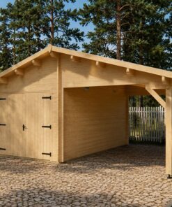 Garage med carport 36 m² (6.8 m x 5.6 m), 44mm