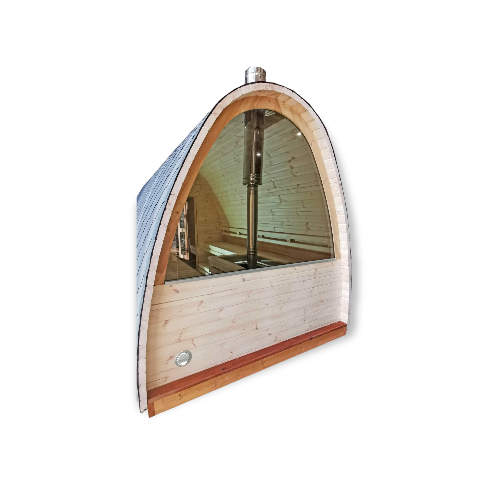 Halvt panoramavindue til sauna/camping pod