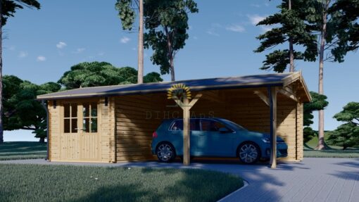 Carport med redskabsrum 30m² (4 m x 7,5 m)