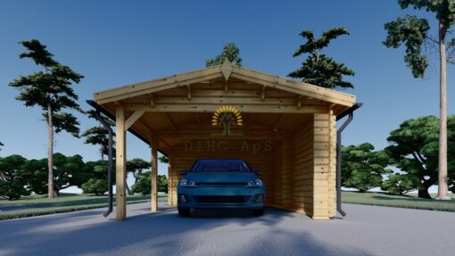 Carport med redskabsrum 30m² (4 m x 7,5 m)