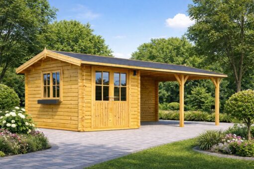 Carport med Redskabsrum 30 m² (4 m x 7,5 m)