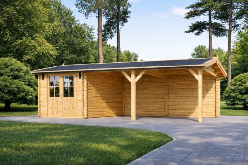 Carport med Redskabsrum 30 m² (4 m x 7,5 m)