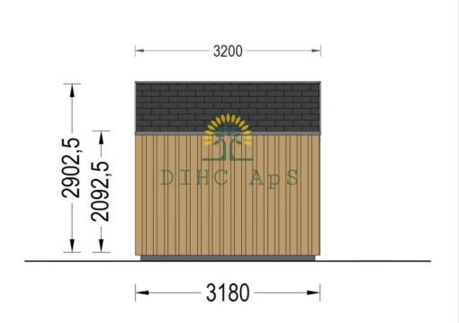 Haveskur i træ TONIA (34mm + træpaneler), 4mx3m, 12 m²