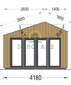 Haveskur i træ TONIA (34mm + træpaneler), 4mx3m, 12 m²