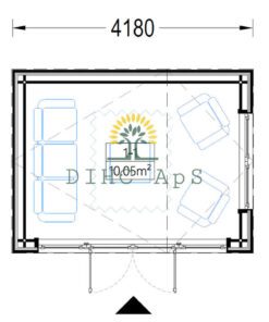 Haveskur i træ TONIA (34mm + træpaneler), 4mx3m, 12 m²