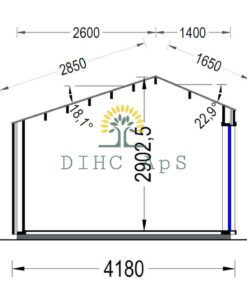 Haveskur i træ TONIA (34mm + træpaneler), 4mx3m, 12 m²