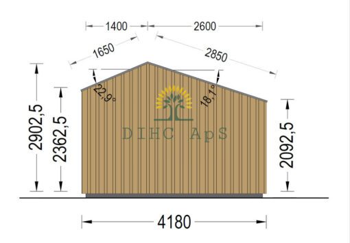 Haveskur i træ TONIA (34mm + træpaneler), 4mx3m, 12 m²