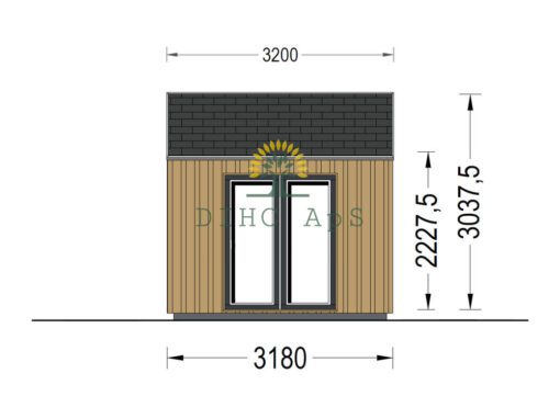 Haveskur i træ TONIA (34mm + træpaneler), 5mx3m, 15 m²