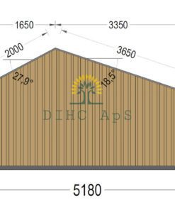 Haveskur i træ TONIA (34mm + træpaneler), 5mx3m, 15 m²