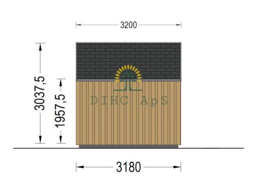 Haveskur i træ TONIA (34mm + træpaneler), 5mx3m, 15 m²