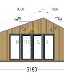 Haveskur i træ TONIA (34mm + træpaneler), 5mx3m, 15 m²